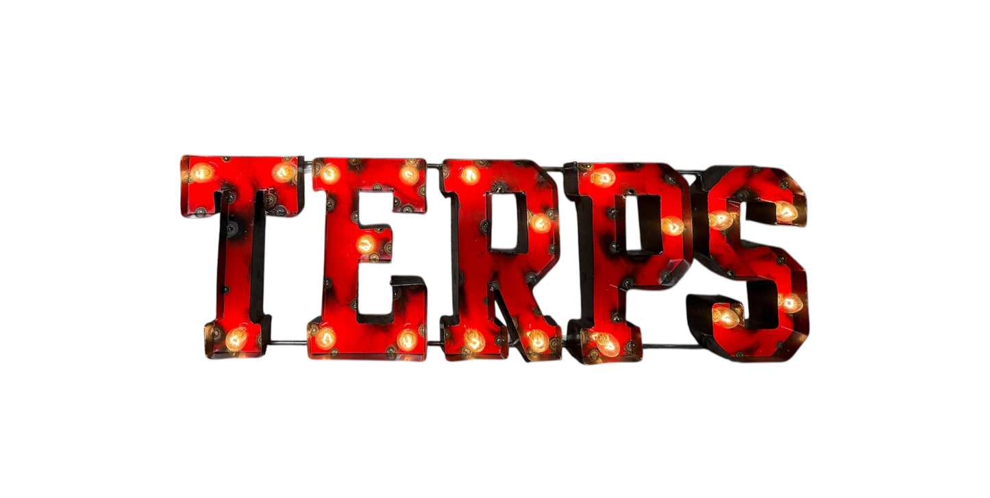 Maryland Terrapins "Terps" Lighted Recycled Metal Wall Decor