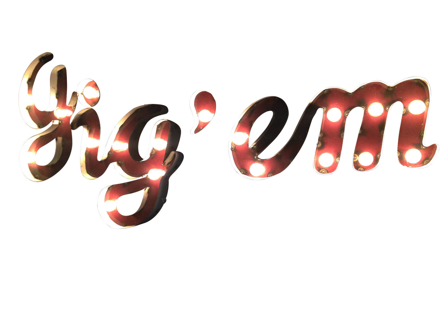 Texas A&M "Gig'em" Lighted Recycled Metal Decor
