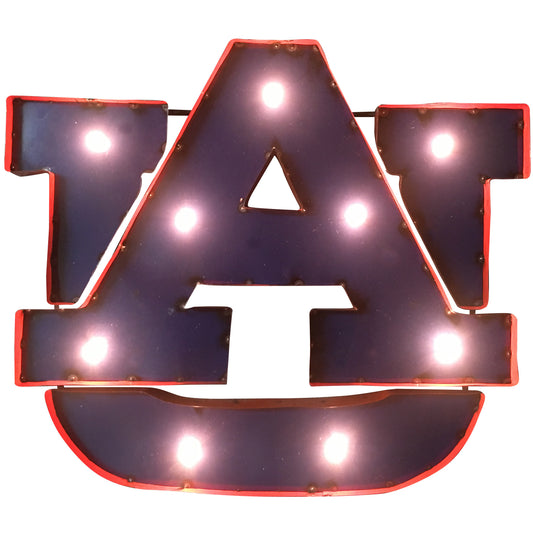 Auburn "AU" Classic Logo Lighted Recycled Metal Wall Decor