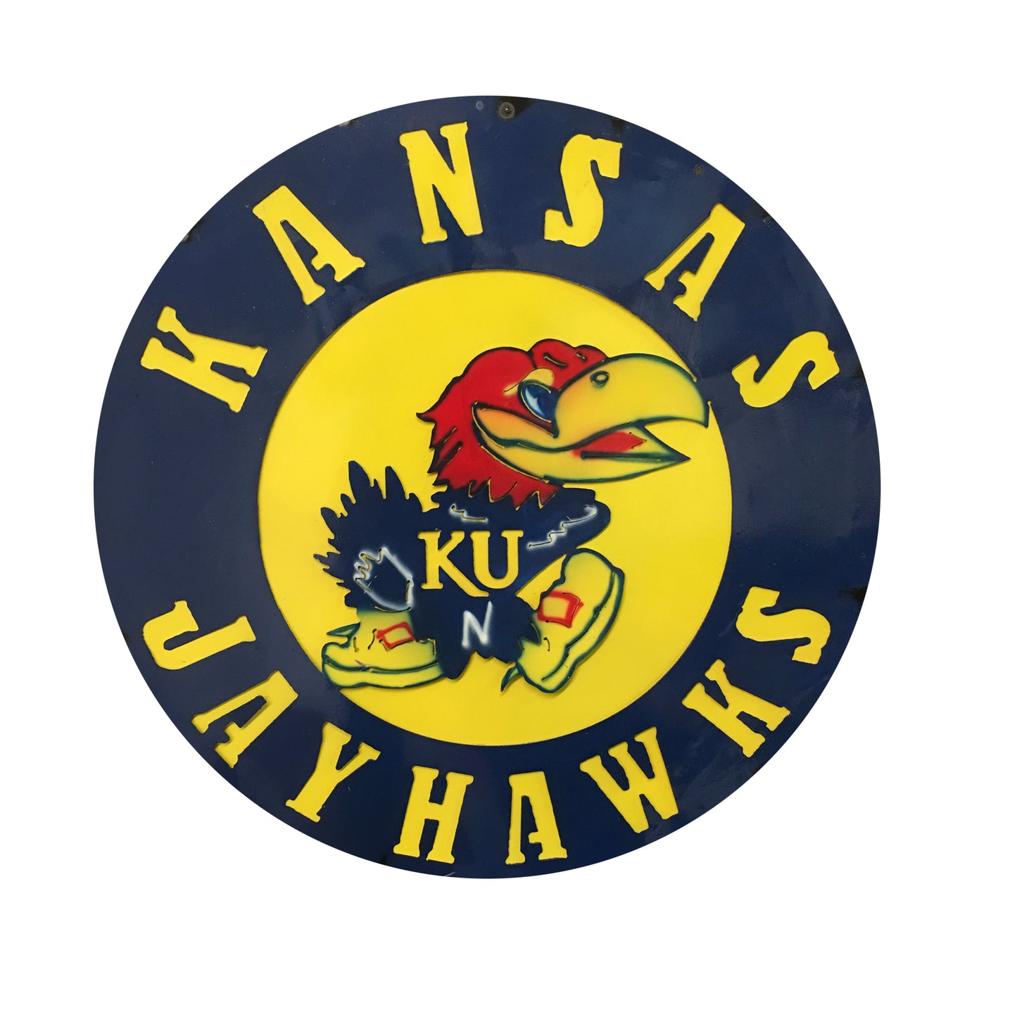 24" Kansas Jayhawks recycled metal round wall decor