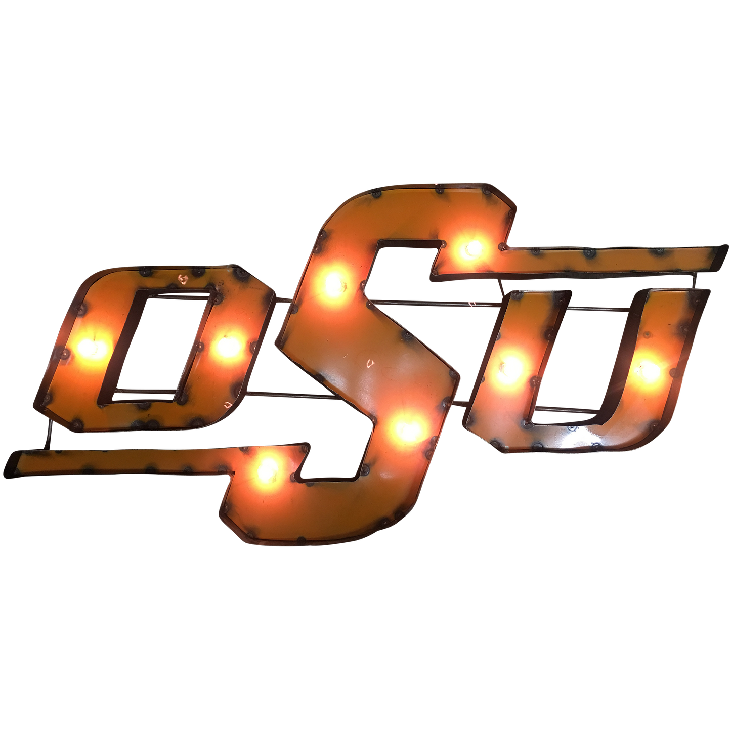 Oklahoma State University "OSU" Lighted Recycled Metal Wall Decor