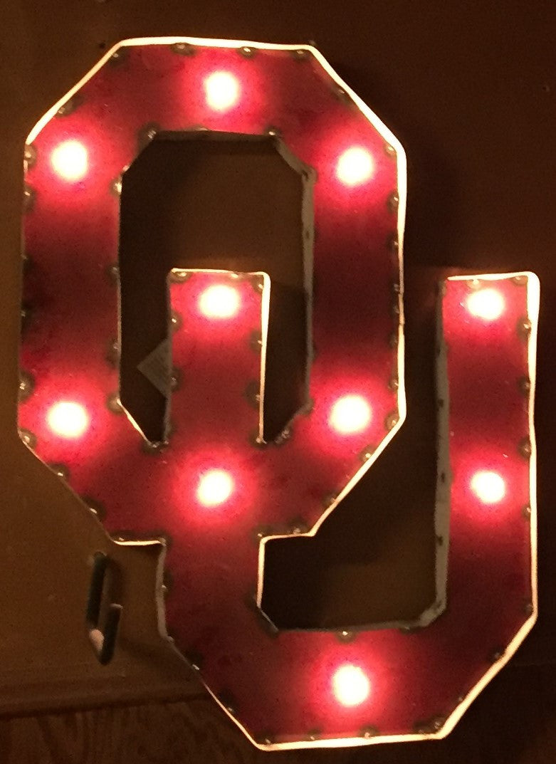 University of Oklahoma "OU" Lighted Recycled Metal Wall Decor