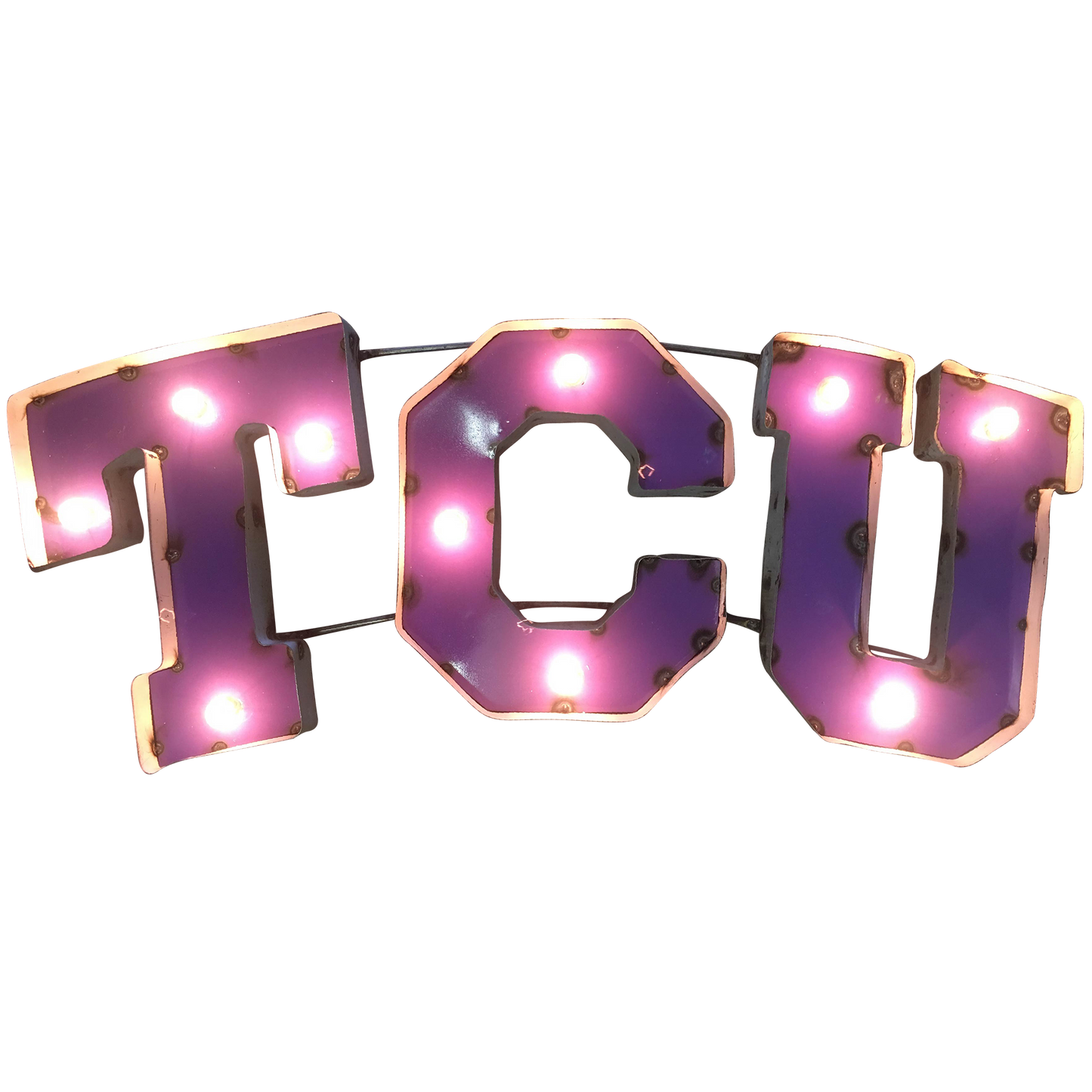 Texas Christian University "TCU" Lighted Recycled Metal Wall Decor