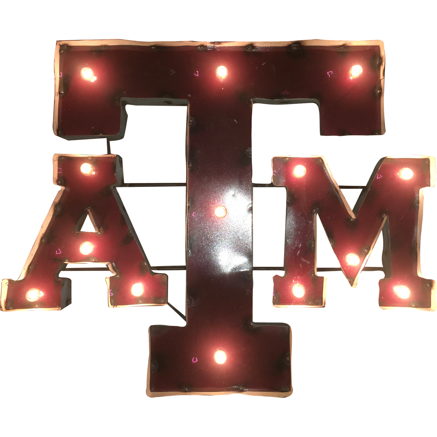 Texas A&M University Logo Lighted Recycled Metal Wall Decor