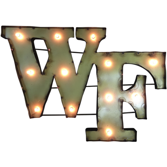 Wake Forest "WF" Lighted Recycled Metal Wall Decor