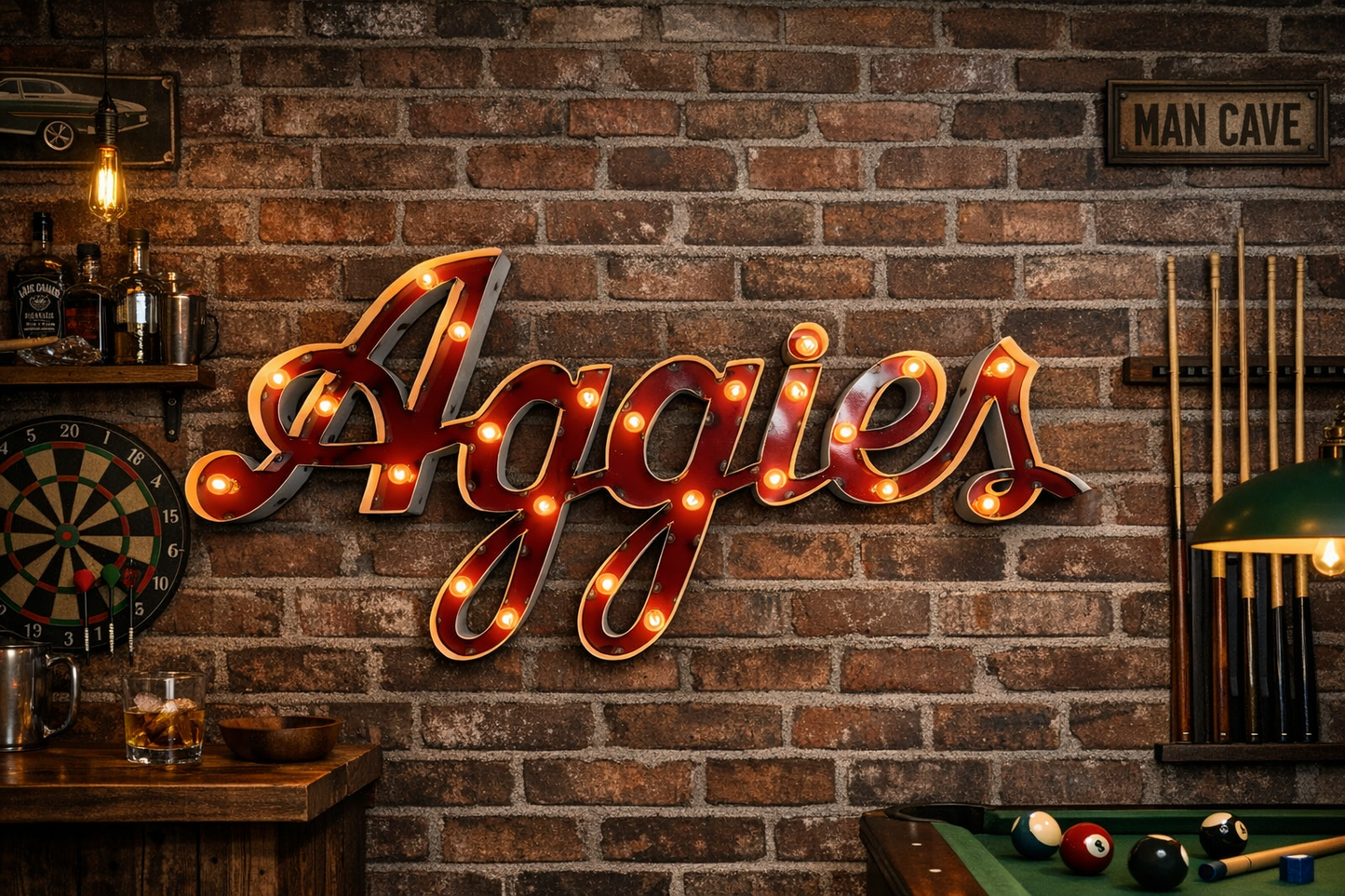 Texas A&M "Aggies" Lighted Recycled Metal Decor