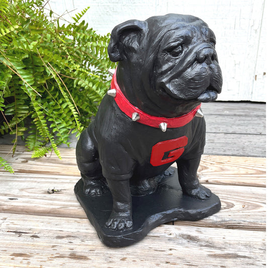 Cast Iron metal coating, Georgia Bulldogs Mascot Stone Sculpture for Garden, Yard, Home Decor and Porch.