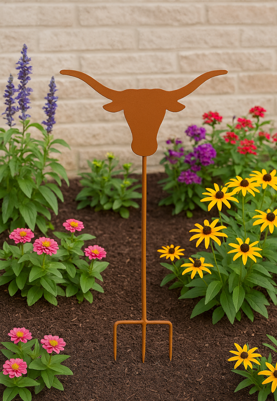 Texas Longhorn wrought iron flower bed decor