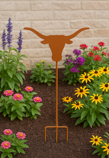 Texas Longhorn wrought iron flower bed decor