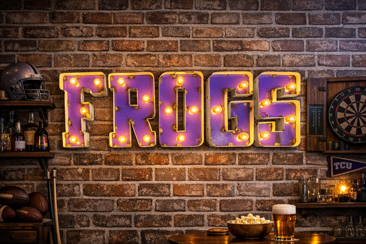 Texas Christian "Frogs" Block Lighted wall decor