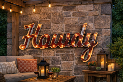 Texas A&M "Howdy" Lighted Recycled Metal Decor