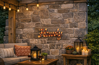 Texas A&M "Howdy" Lighted Recycled Metal Decor