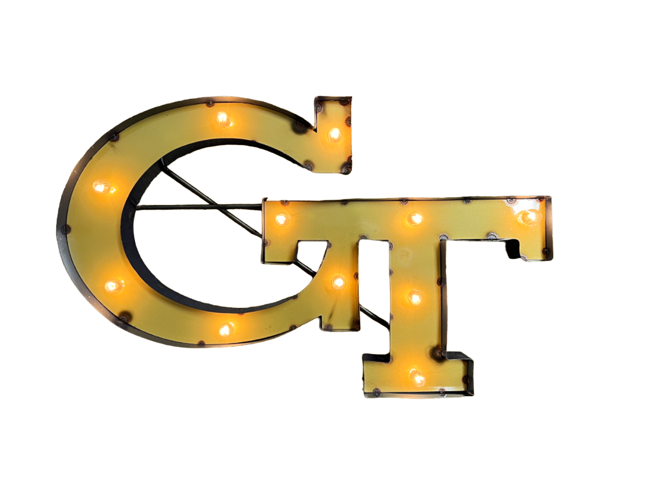 Georgia Tech "GT" Logo Lighted Recycled Metal Wall Decor