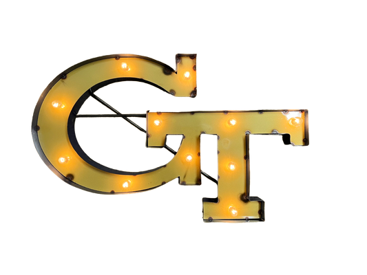 Georgia Tech "GT" Logo Lighted Recycled Metal Wall Decor