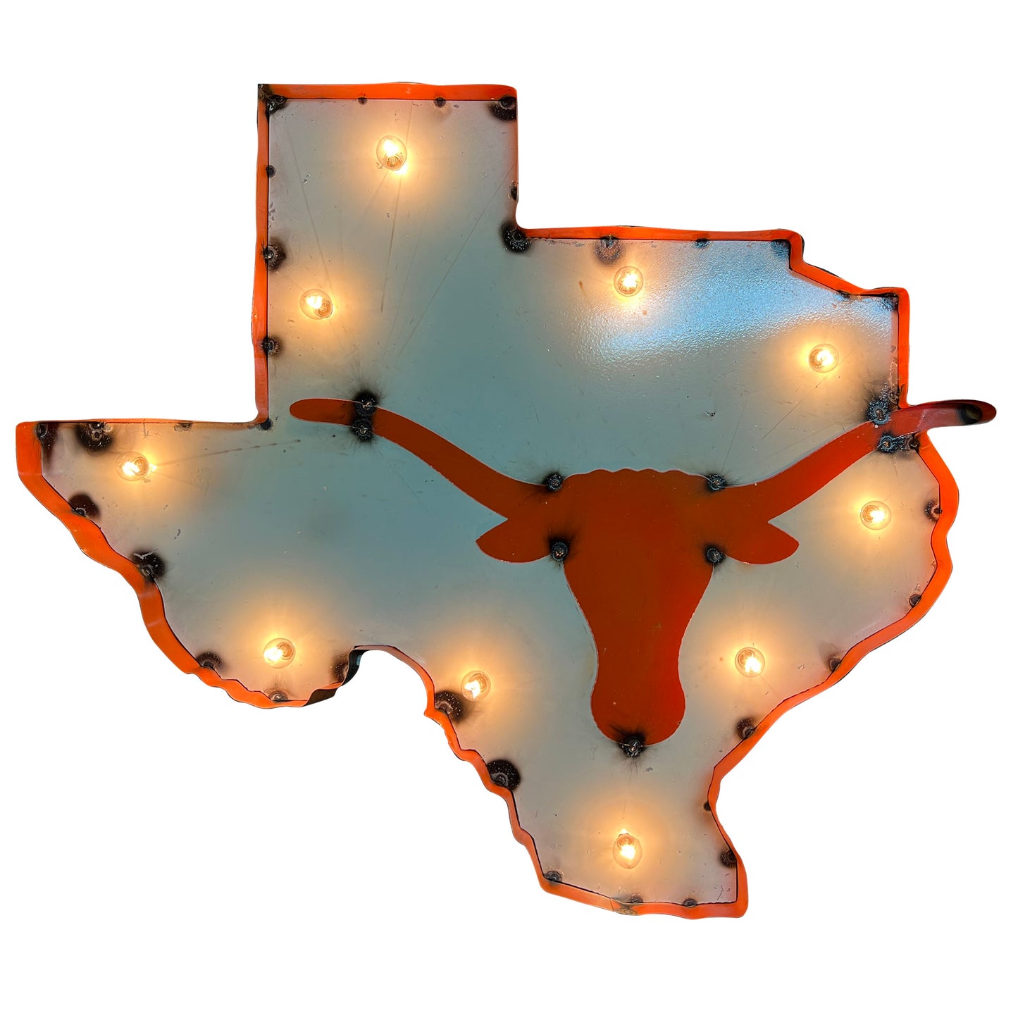 The University of Texas Illuminated Recycled Metal Wall Decor State Map