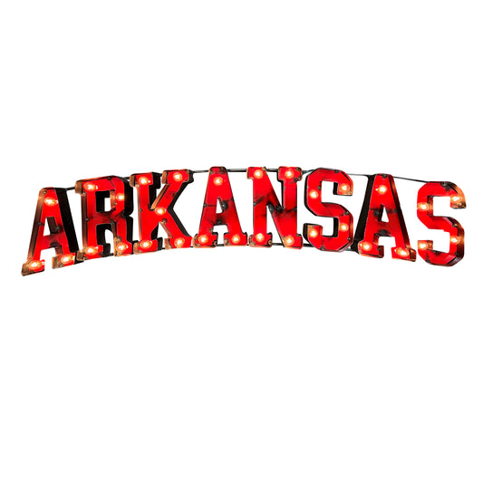 University of Arkansas "Arkansas" Lighted Recycled Metal Wall Decor