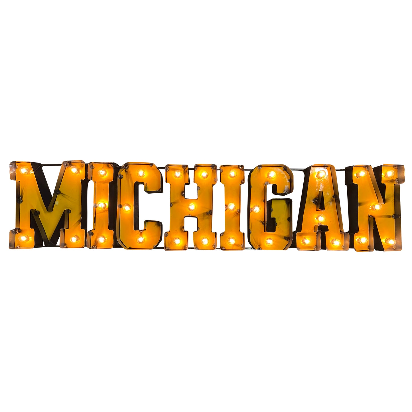 UNIVERSITY OF MICHIGAN ILLUMINATED RECYCLED METAL WALL DECOR