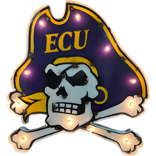 East Carolina Logo Lighted Recycled Metal Wall Decor