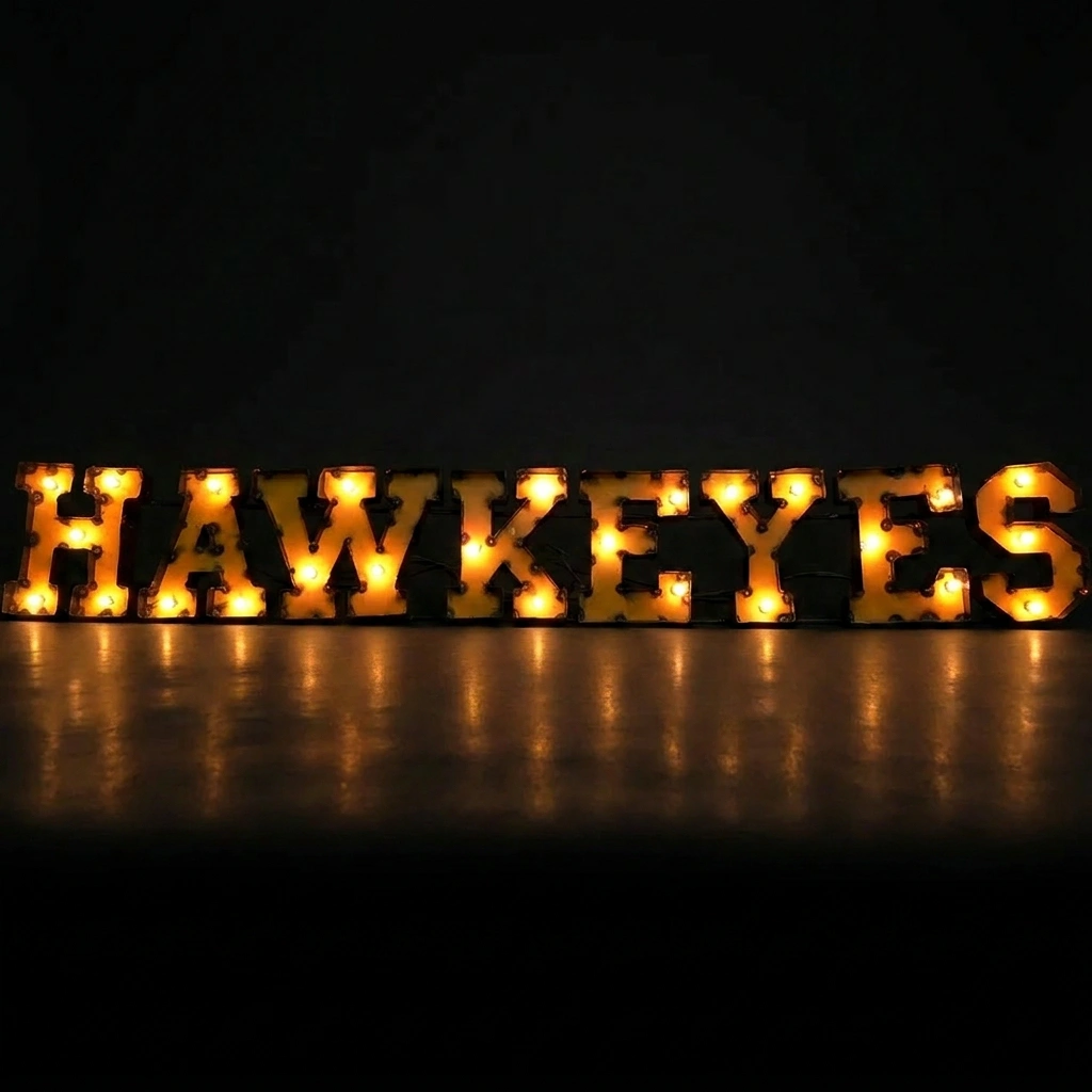 Iowa Hawkeyes Lighted Recycled Metal Wall Decor