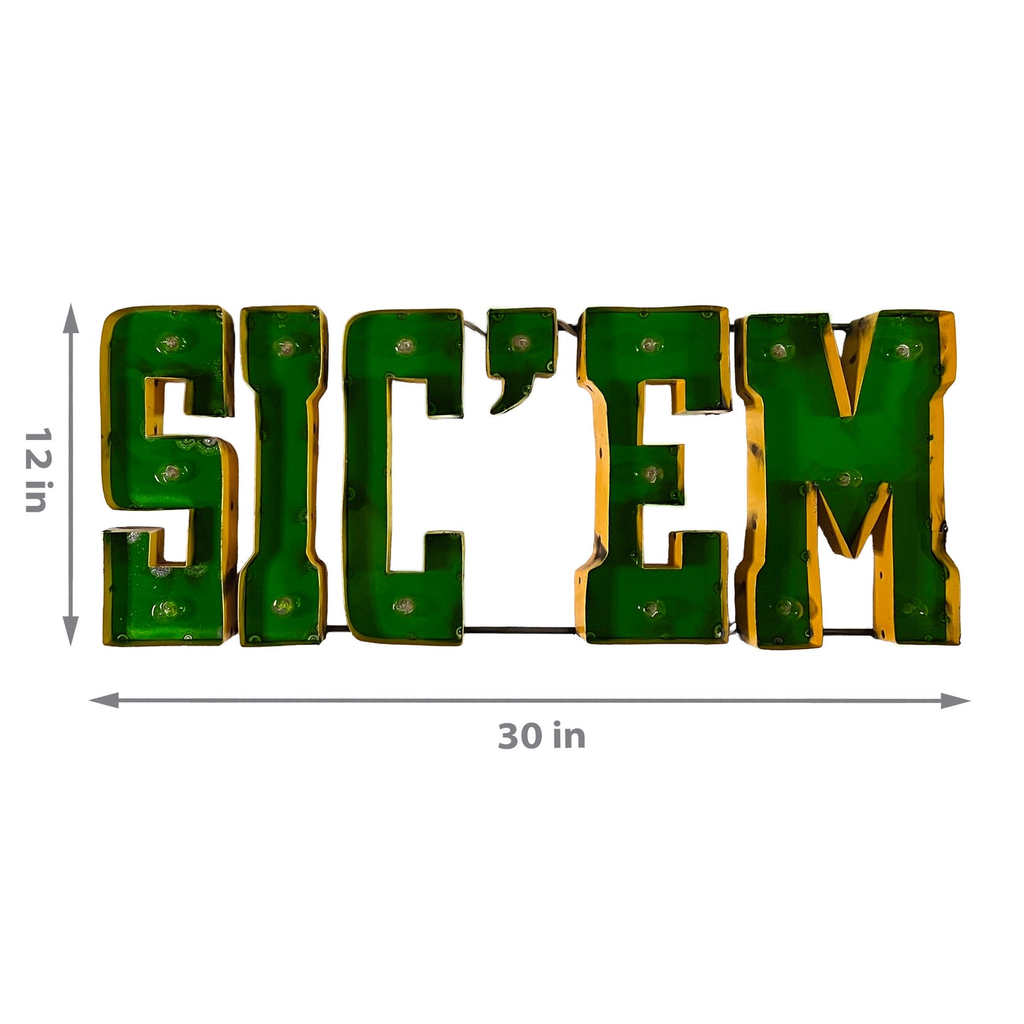 Baylor Sic'em Lighted Recycled Metal Wall Decor