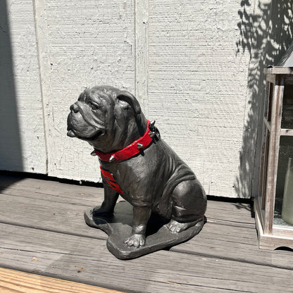 Pewter metal coating, Georgia Bulldogs Mascot Stone Sculpture for Garden, Yard, Home Decor and Porch.