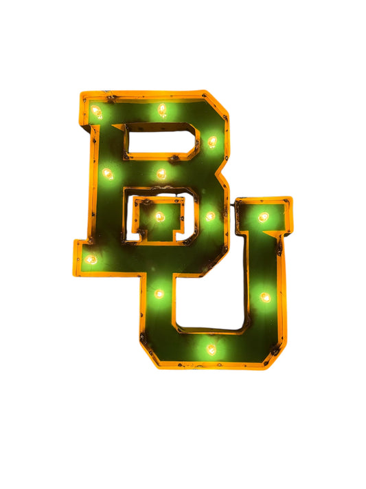 Baylor University "BU" Lighted Recycled Metal Wall Decor