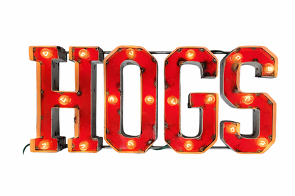 Arkansas "HOGS" Lighted Recycled metal wall decor