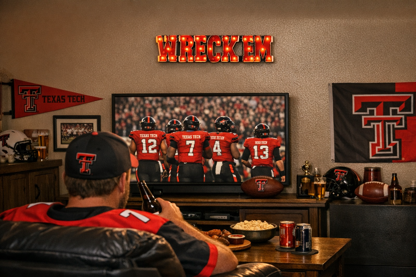 Texas Tech "Wreck'em" Lighted recycled metal wall decor