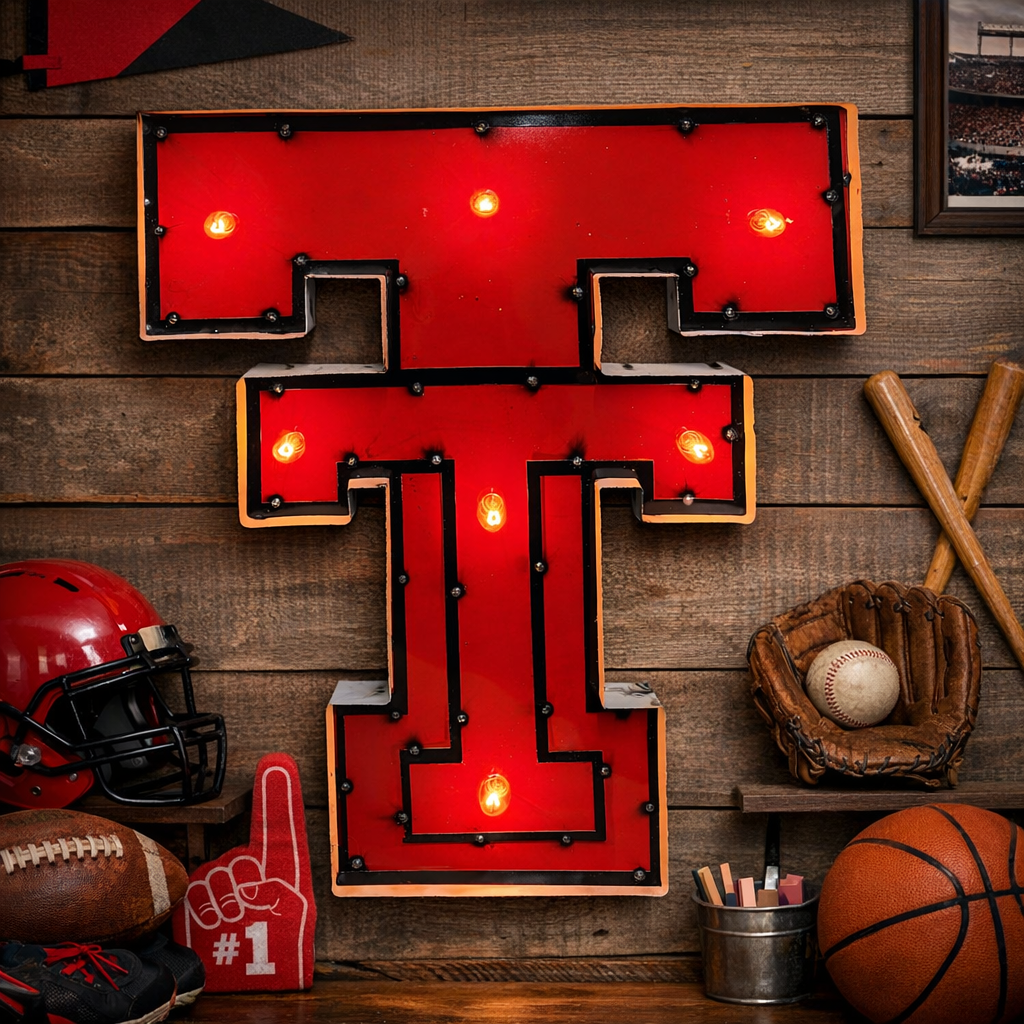Texas Tech "Double T" Lighted recycled metal wall decor