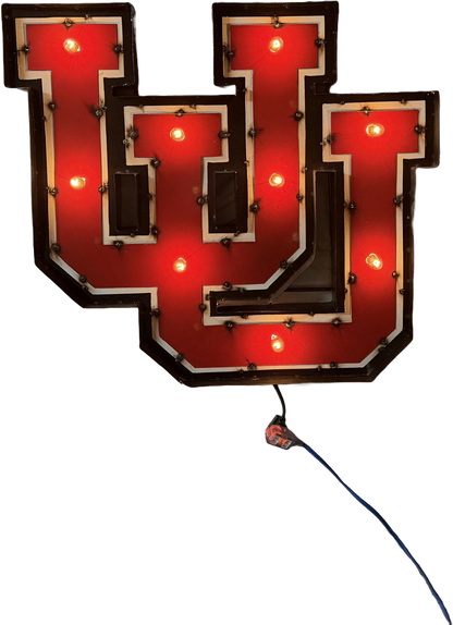 Utah Utes Logo Lighted Recycled Metal Decor