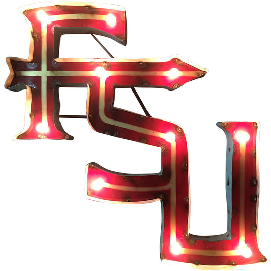 Florida State University "FSU" Lighted Recycled Metal Wall Decor
