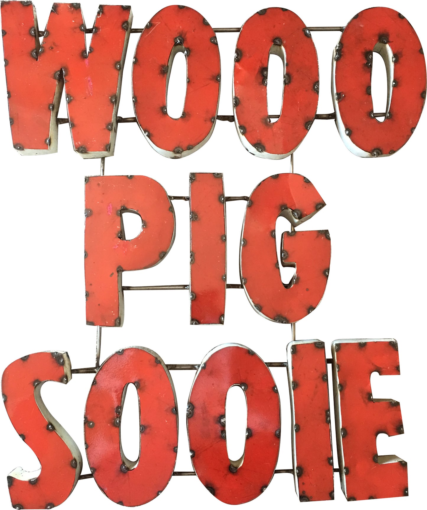 University of Arkansas "Wooo Pig Sooie" Recycled Metal Wall Decor