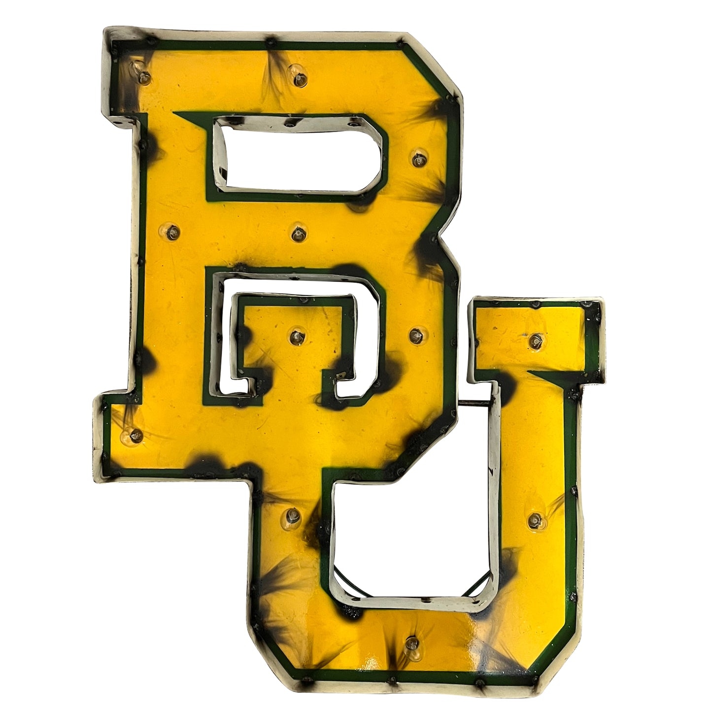 Baylor University "BU" Lighted Recycled Metal Wall Decor