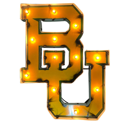 Baylor University "BU" Lighted Recycled Metal Wall Decor