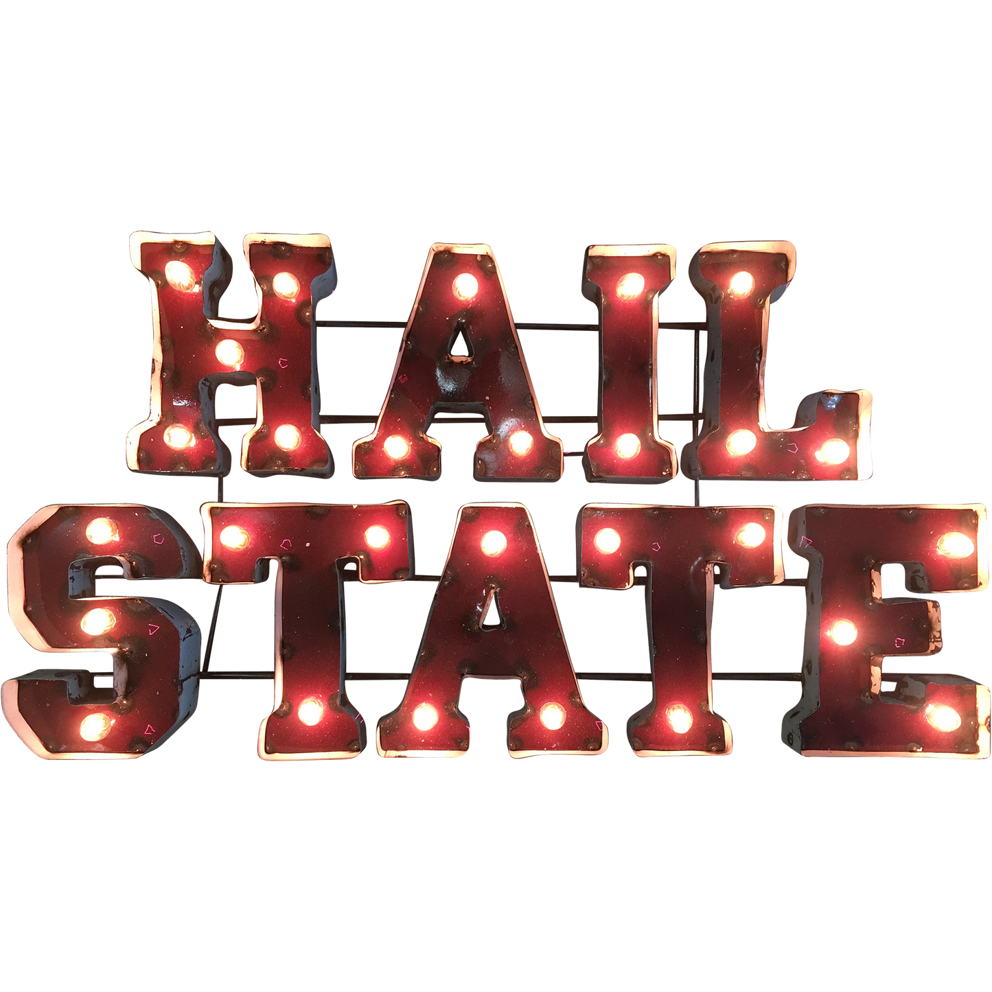 Mississippi State "Hail State" Lighted Recycled Metal Wall Decor