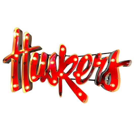 University of Nebraska "Huskers" Lighted Recycled Metal Wall Decor