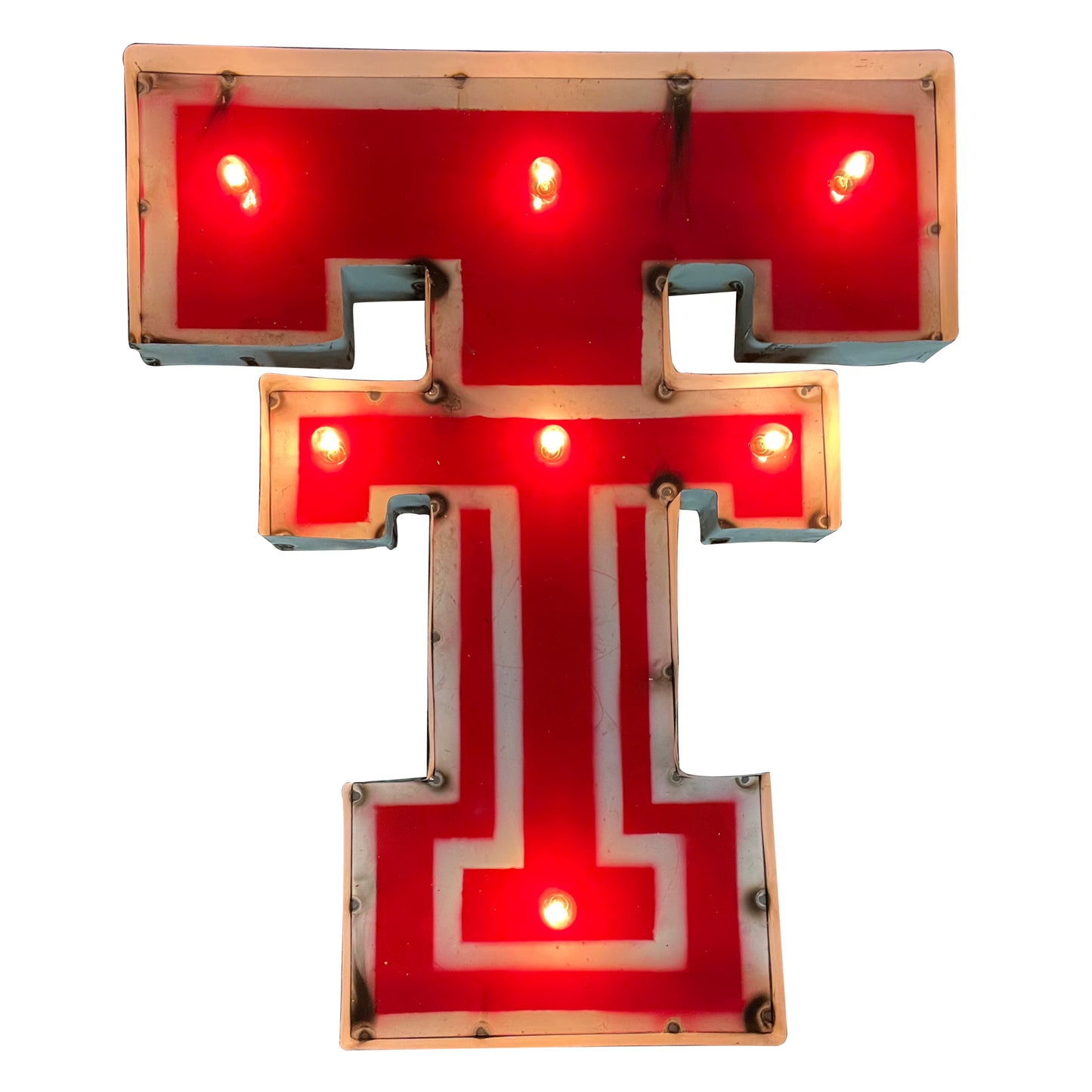 Texas Tech University Double T Logo Lighted Recycled Metal Wall Decor