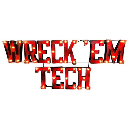 Texas Tech University "Wreck 'em Tech" Lighted Recycled Metal Wall Decor