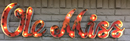 University of Mississippi "Ole Miss" Lighted Recycled Metal Wall Decor