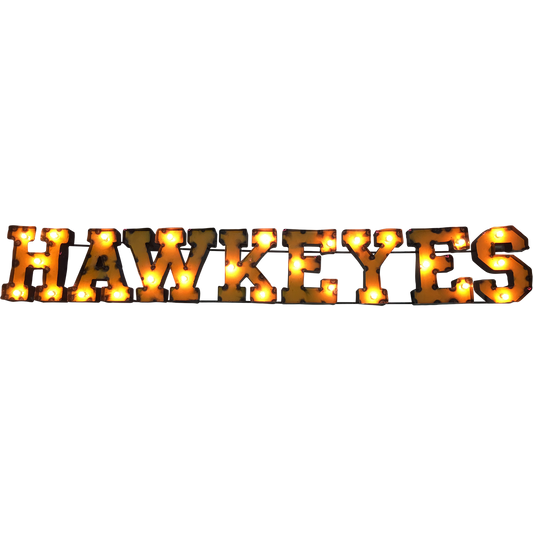 Iowa "Hawkeyes" Lighted Recycled Metal Wall Decor