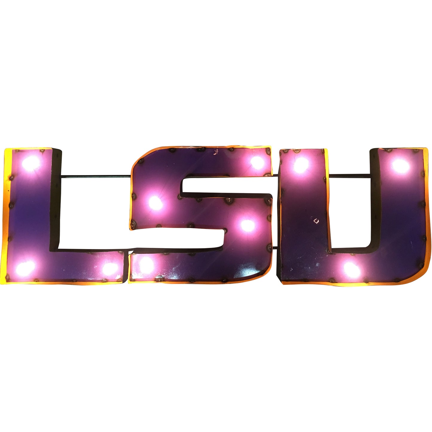 Louisiana State University "LSU" Logo Lighted Recycled Metal Wall Decor