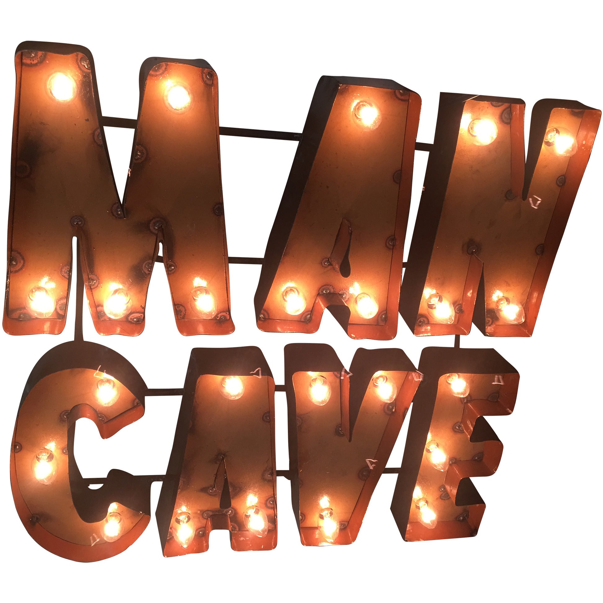 Man Cave Lighted Recycled Metal Wall