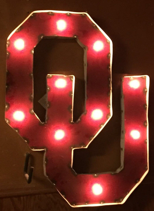 Oklahoma OU Lighted Recycled Metal Wall Decor