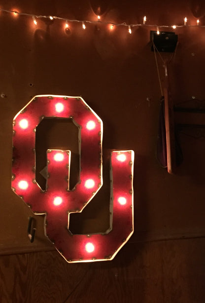 University of Oklahoma "OU" Lighted Recycled Metal Wall Decor