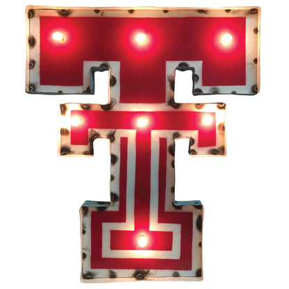 Texas Tech University Double T Logo Lighted Recycled Metal Wall Decor