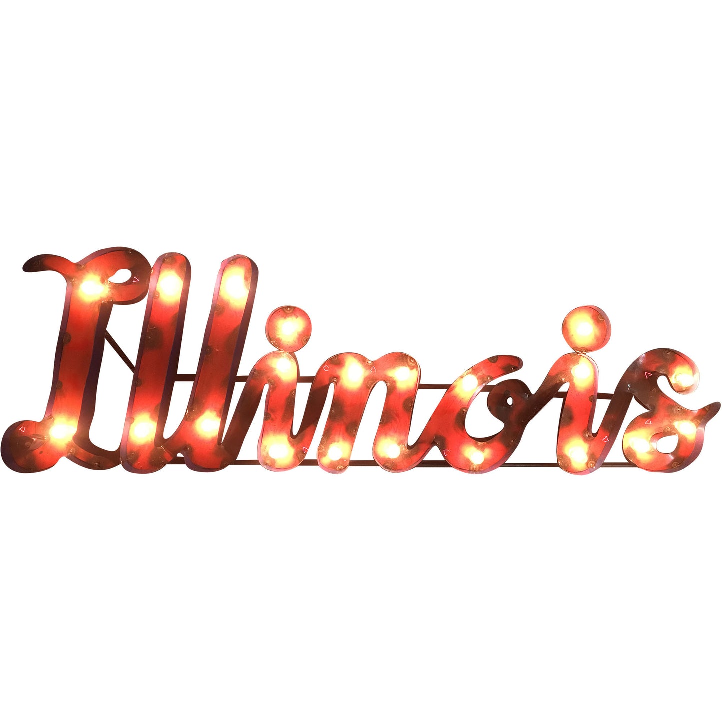 Illinois "Illinois" Lighted Recycled Metal Wall Decor