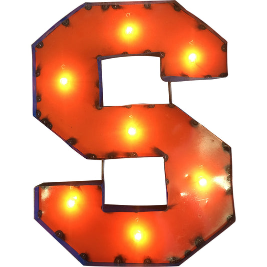 Syracuse "S"  Lighted Recycled Metal Wall Decor