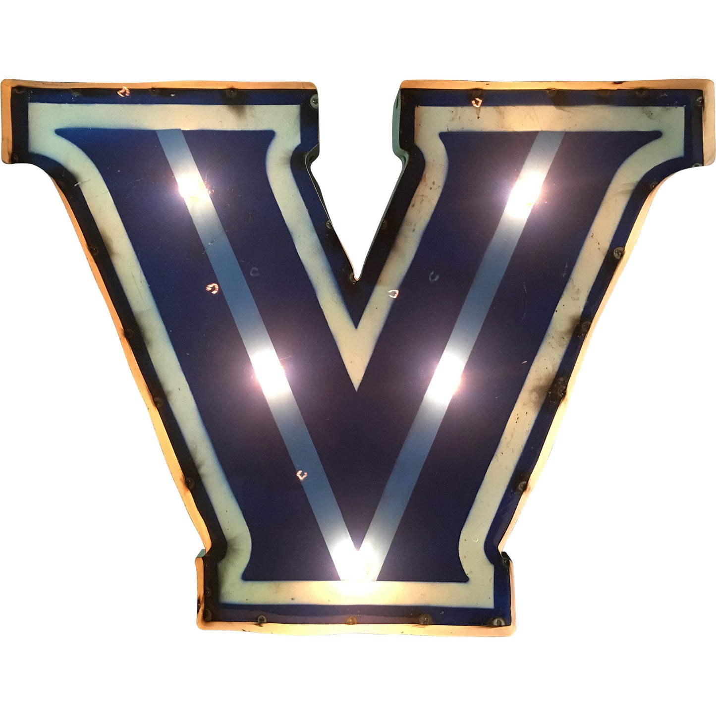 Villanova University "V" Logo Lighted Recycled Metal Wall Decor