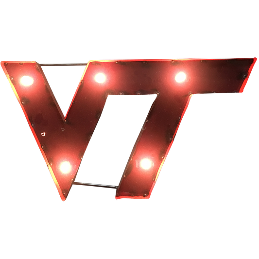 Virginia Tech "VT" Logo Lighted Recycled Metal Wall Decor