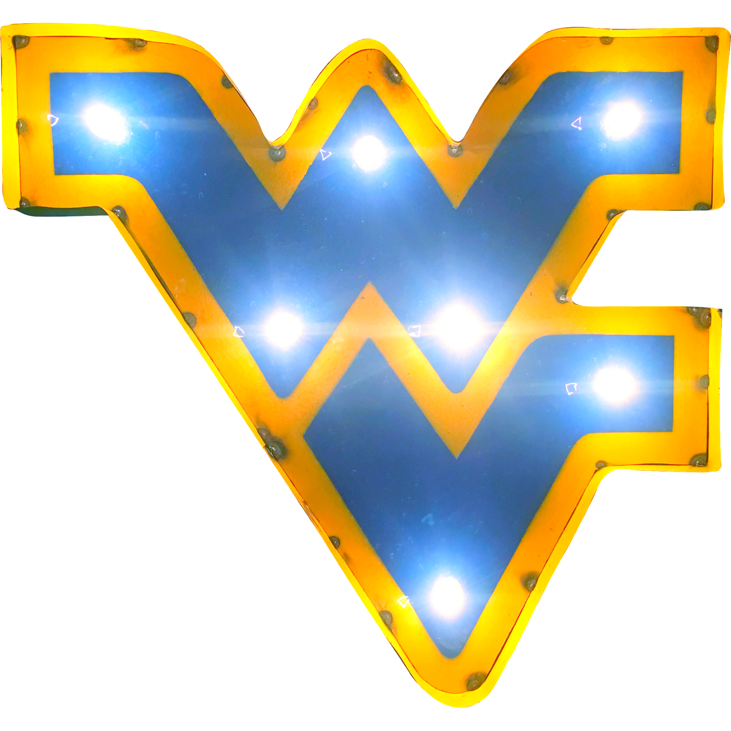 West Virginia University "WV" Lighted Recycled Metal Wall Decor